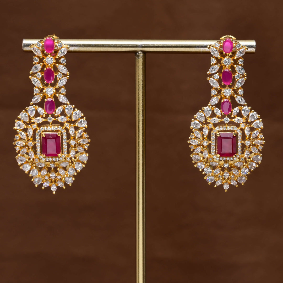 CZ Gold Finish Earrings