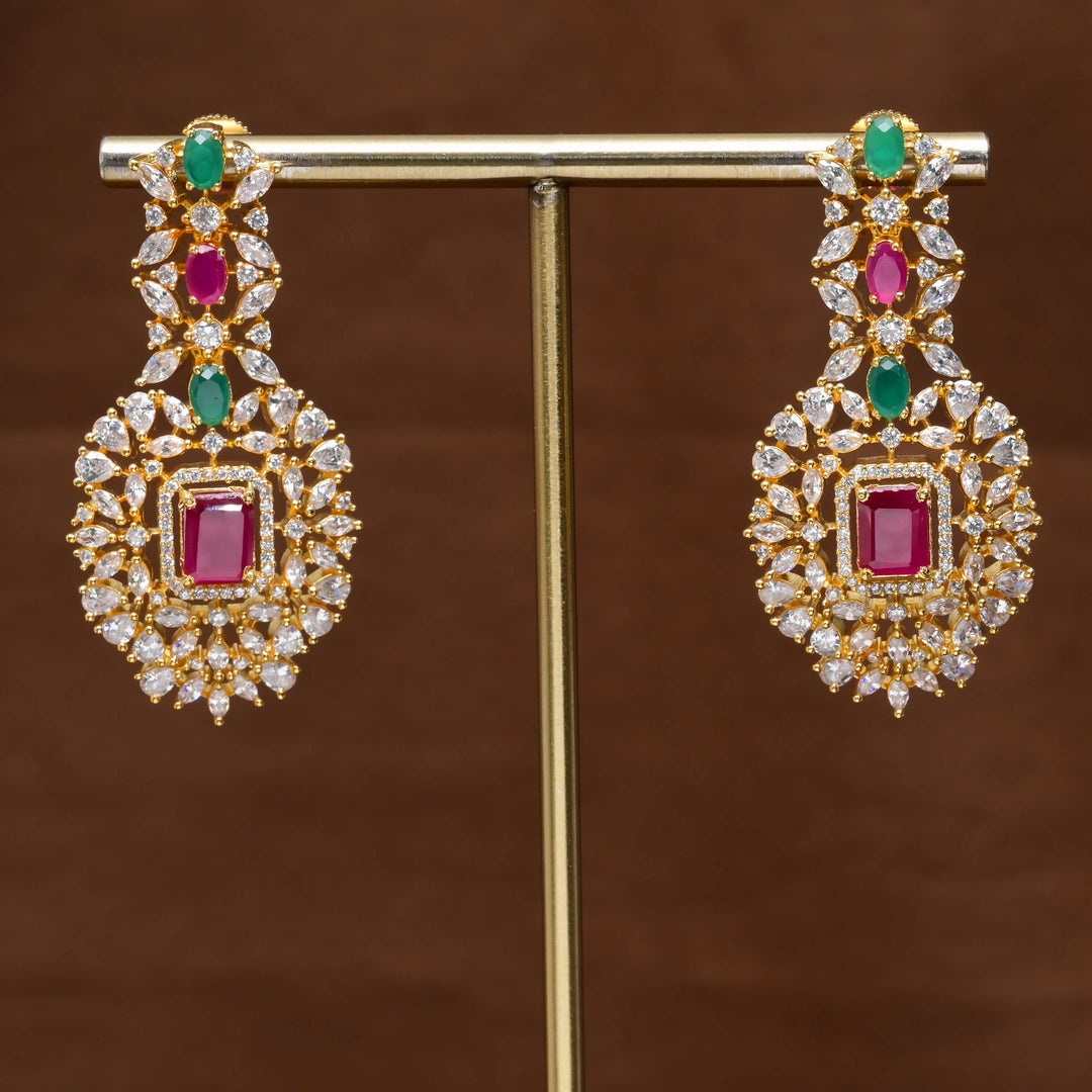 CZ Gold Finish Earrings