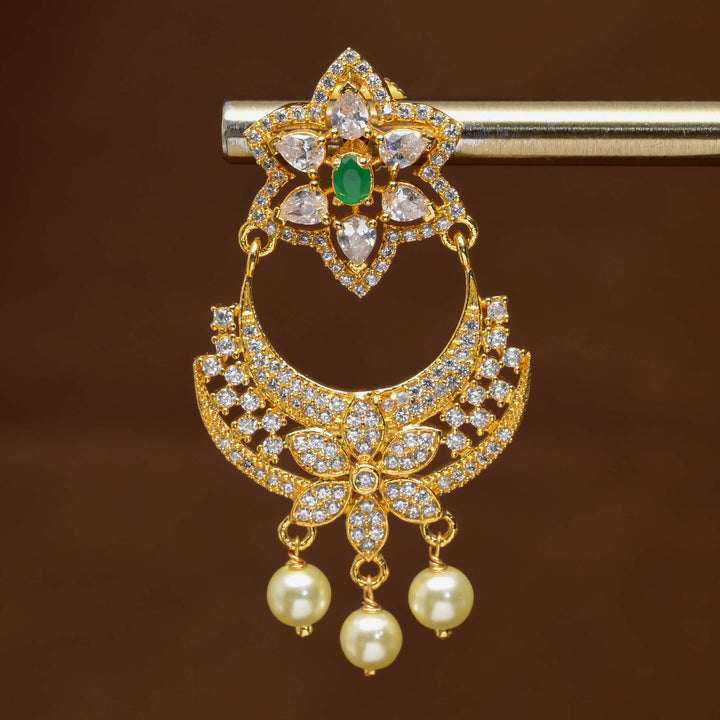 CZ Gold Finish Cahndbali Earrings