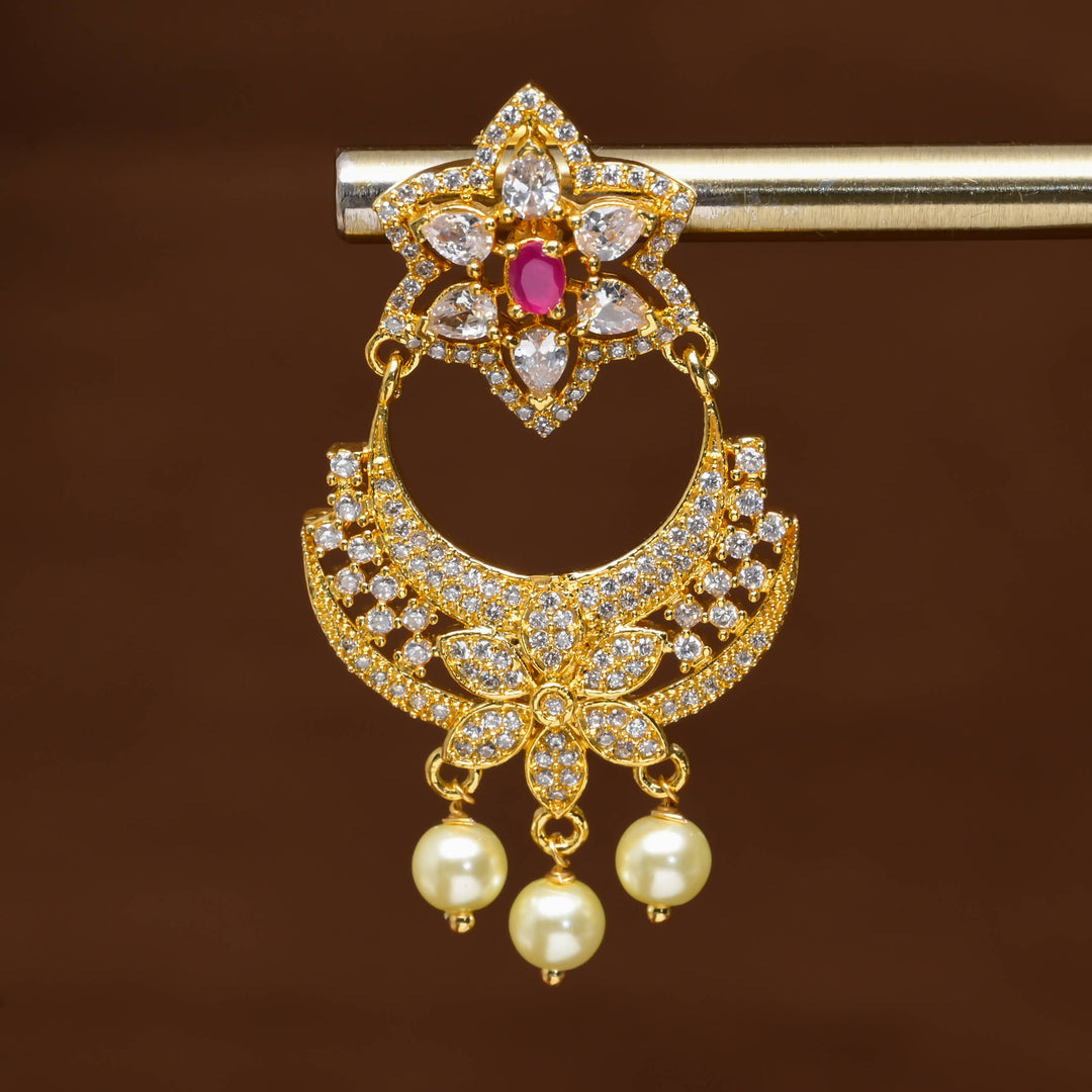 CZ Gold Finish Cahndbali Earrings