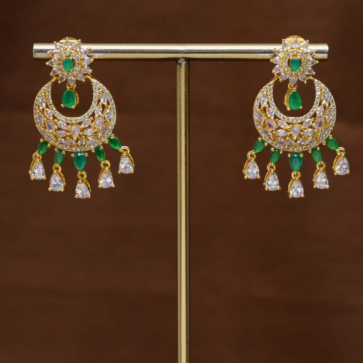 CZ Gold Finish Cahndbali Earrings