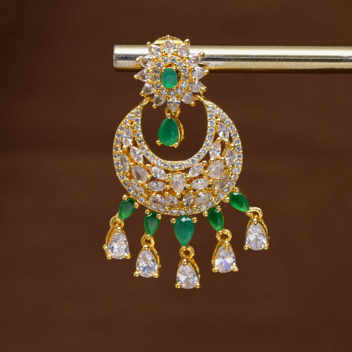CZ Gold Finish Cahndbali Earrings