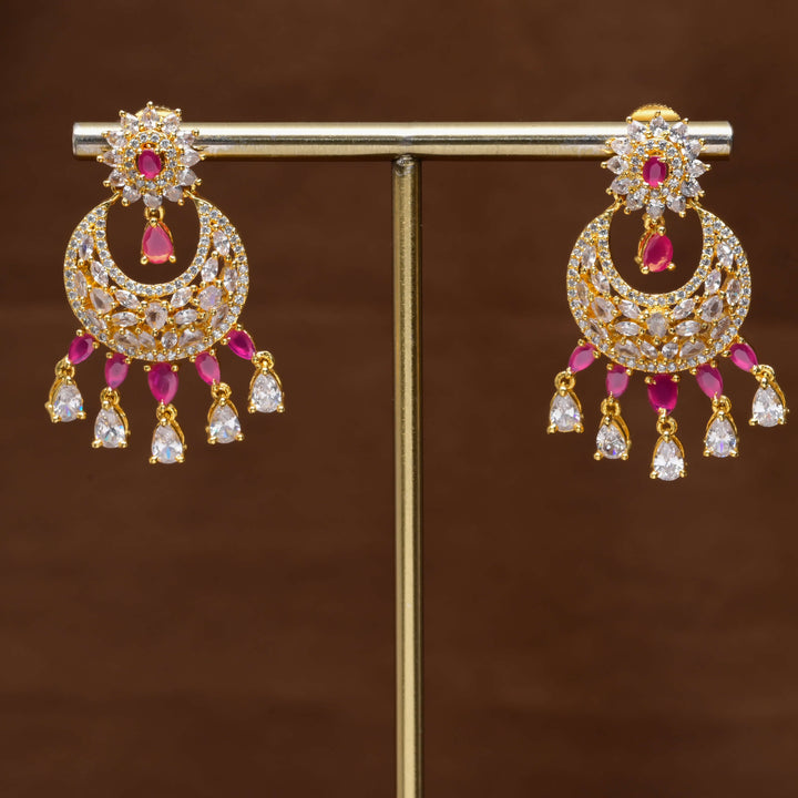 CZ Gold Finish Cahndbali Earrings