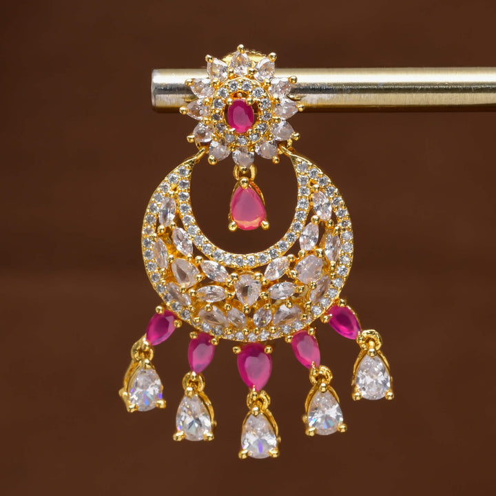 CZ Gold Finish Cahndbali Earrings