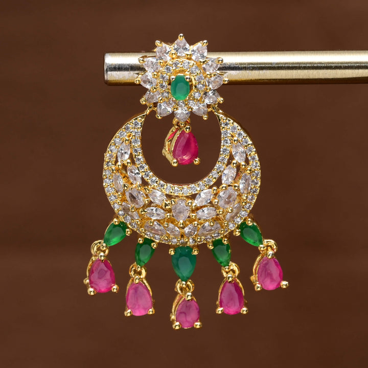 CZ Gold Finish Cahndbali Earrings