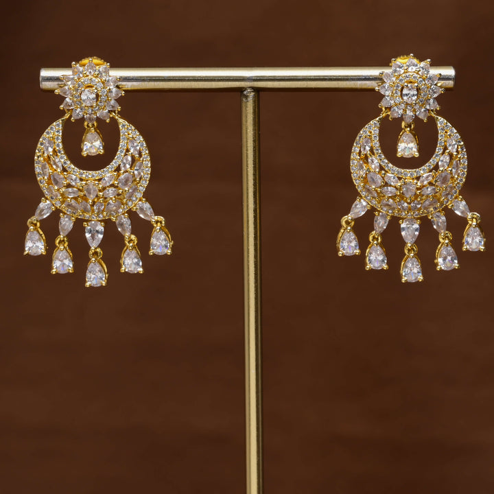 CZ Gold Finish Cahndbali Earrings