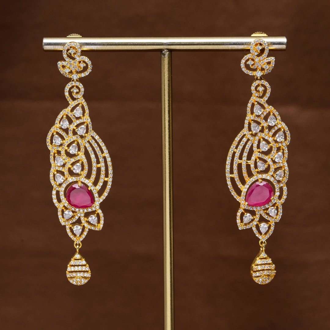 CZ Gold Finish Earrings