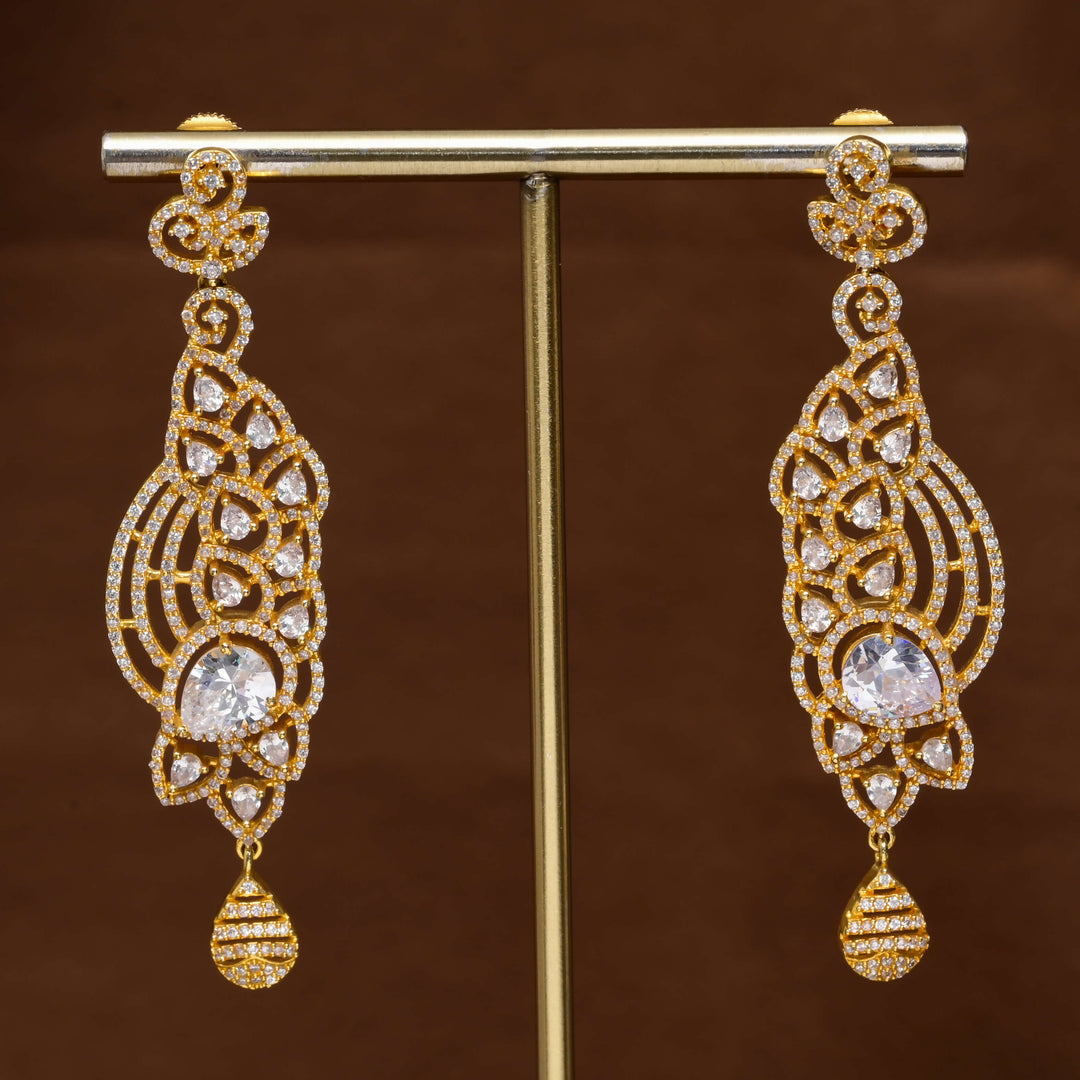 CZ Gold Finish Earrings