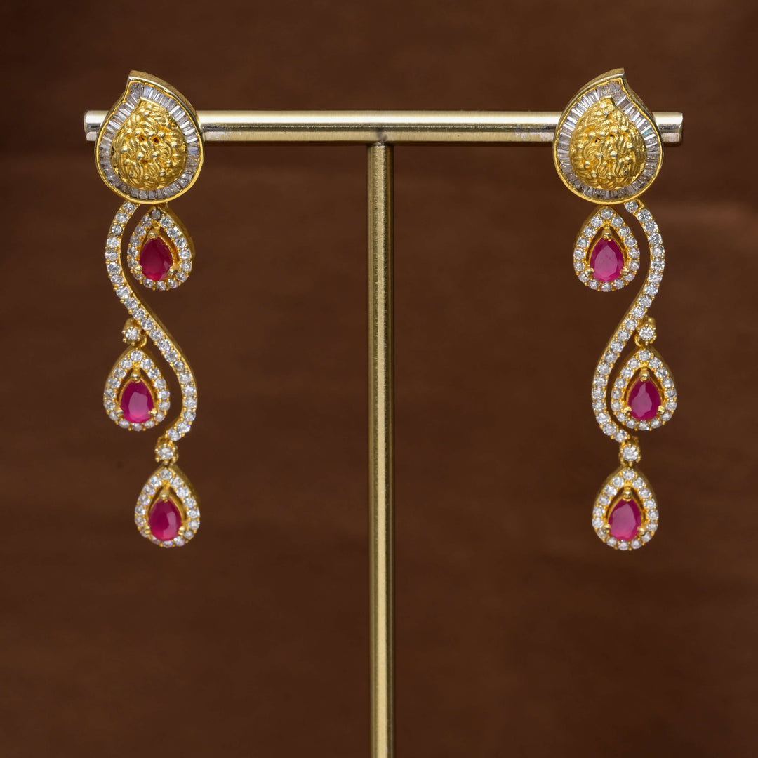CZ Gold Finish Earrings