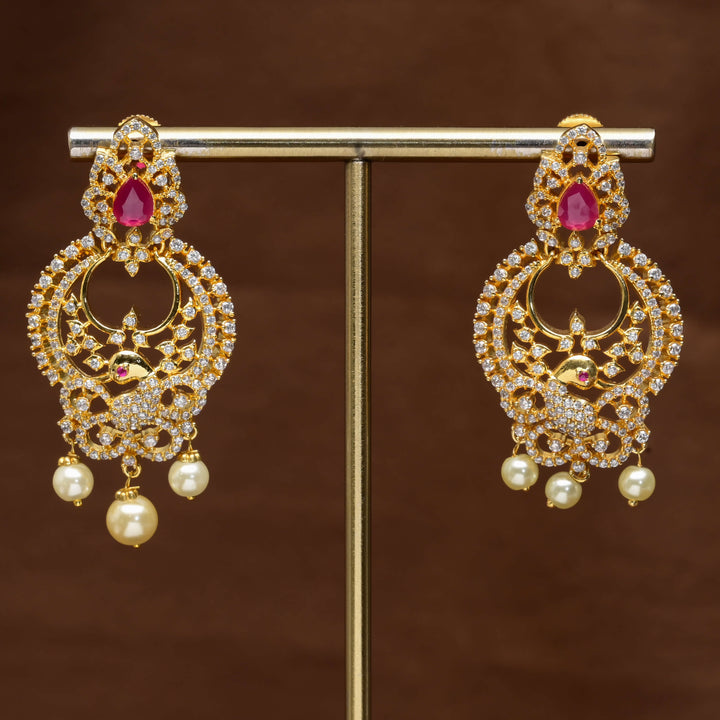 CZ Gold Finish chandbali Earrings