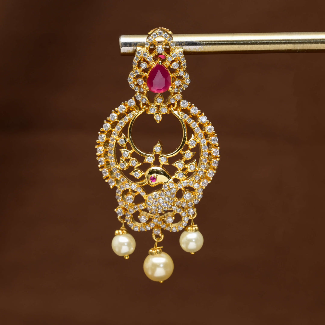 CZ Gold Finish chandbali Earrings