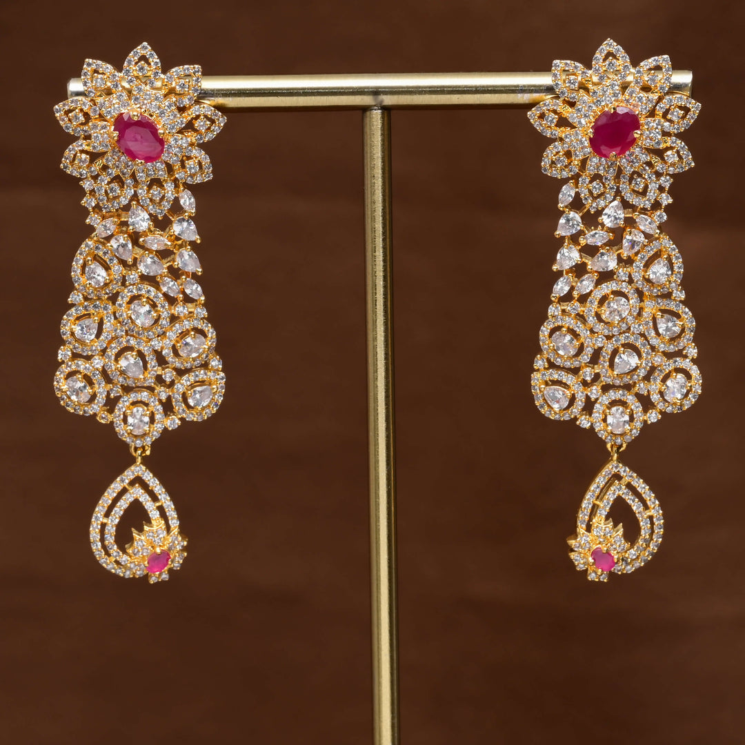 CZ Gold Finish Earrings