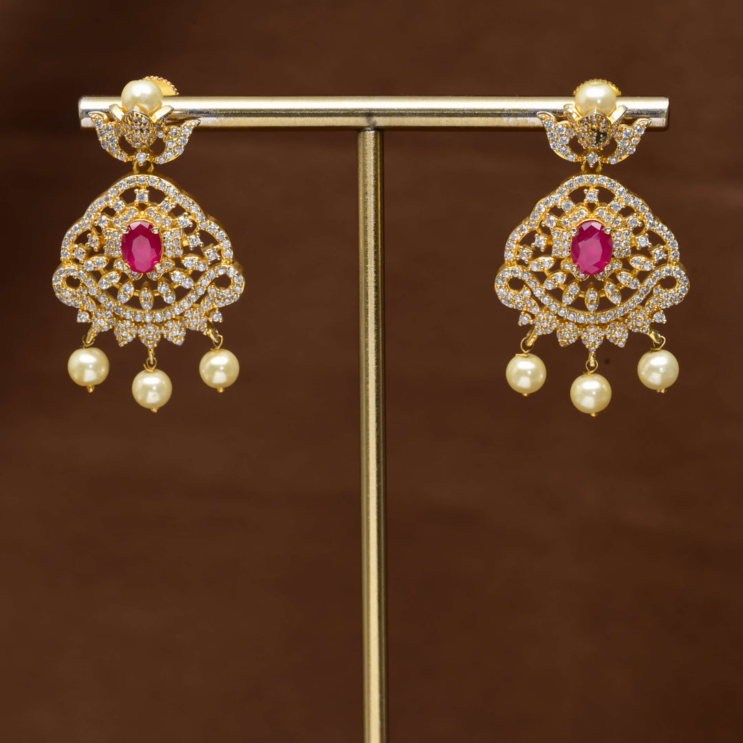 CZ Gold Finish Earrings
