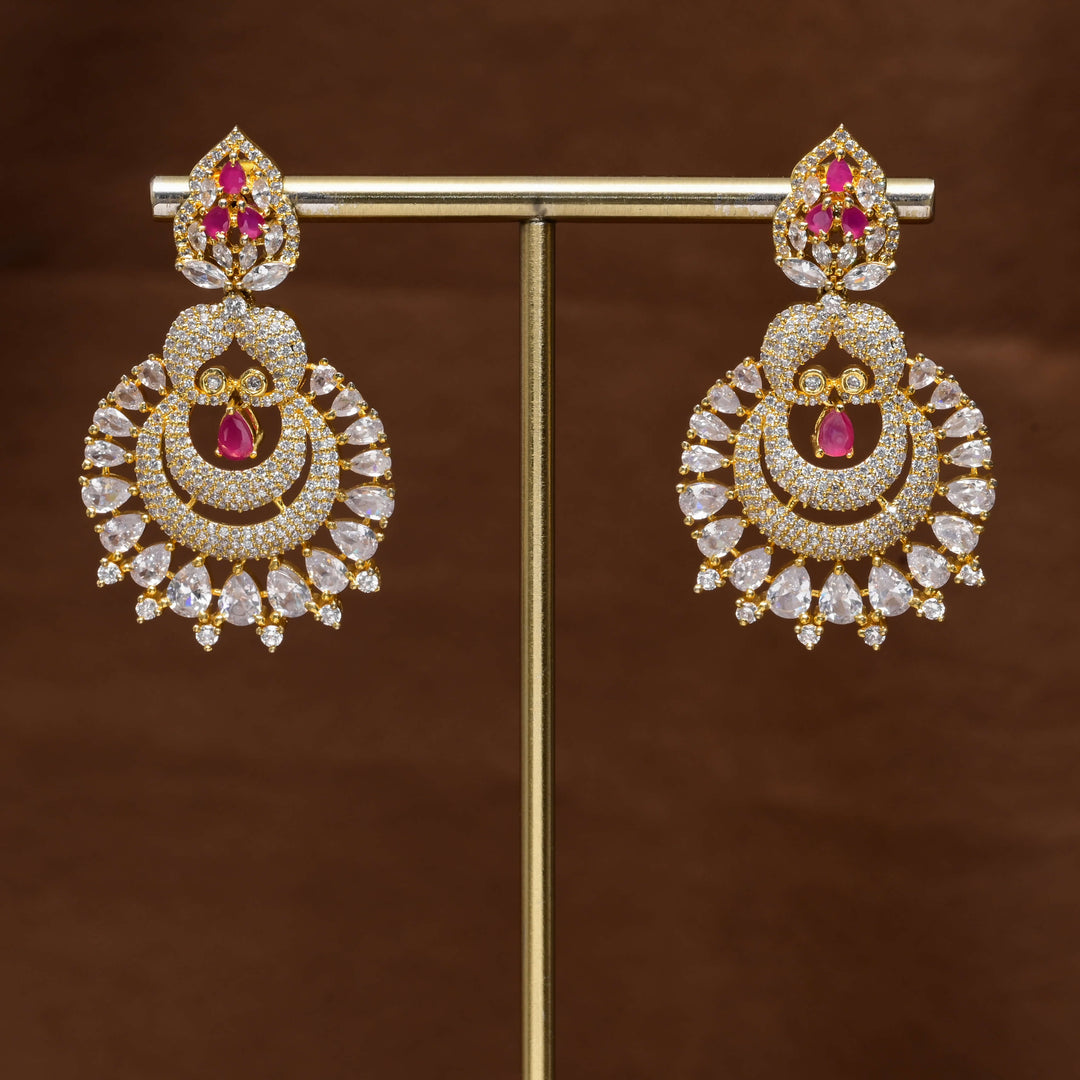 CZ Gold Finish Earrings