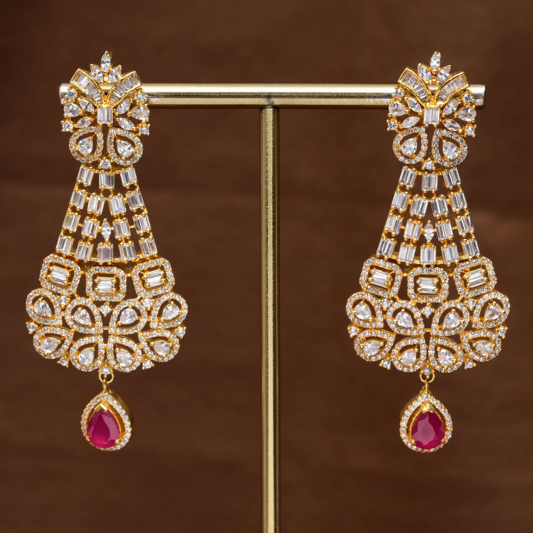 CZ Gold Finish Earrings