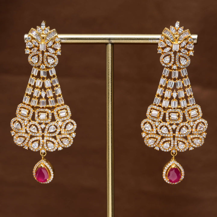 CZ Gold Finish Earrings