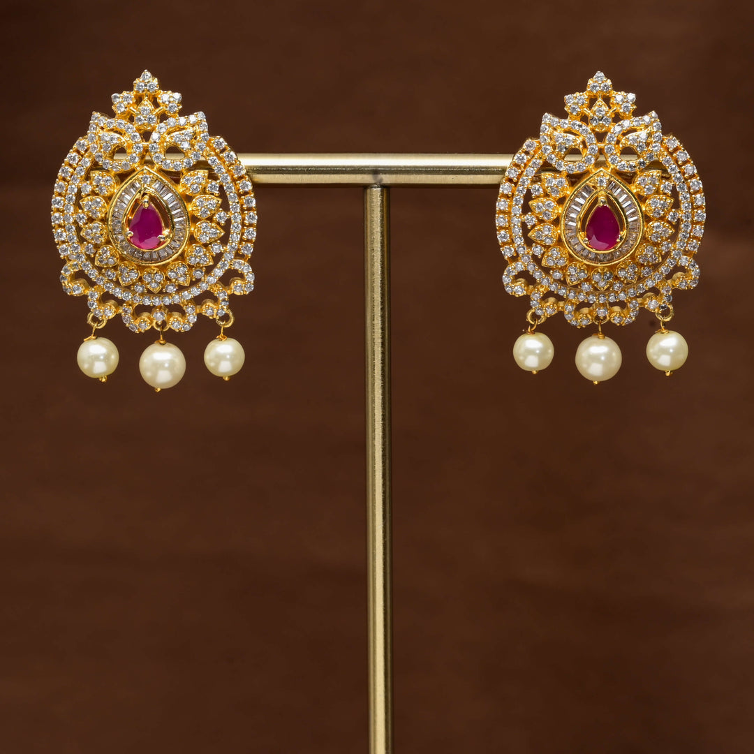 CZ Gold Finish Earrings