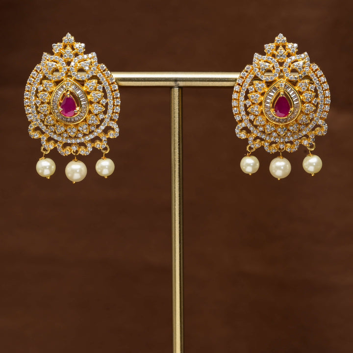 CZ Gold Finish Earrings