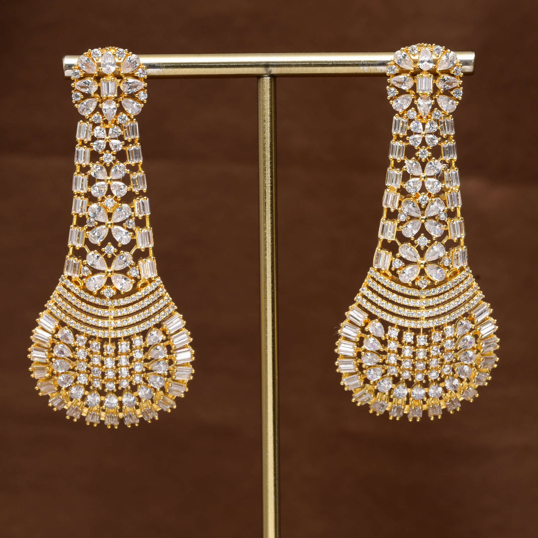 CZ Gold Finish Earrings