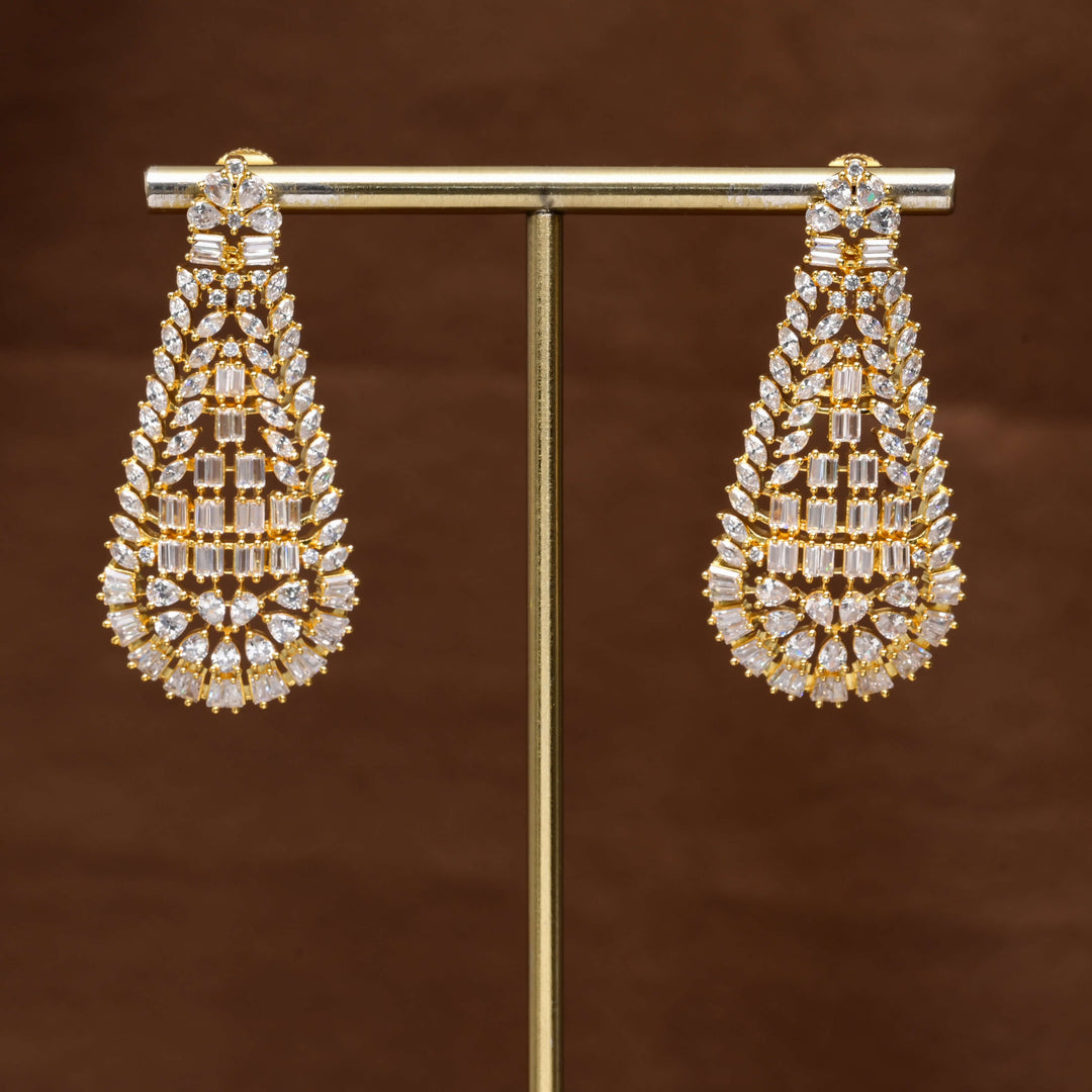 CZ Gold Finish Earrings