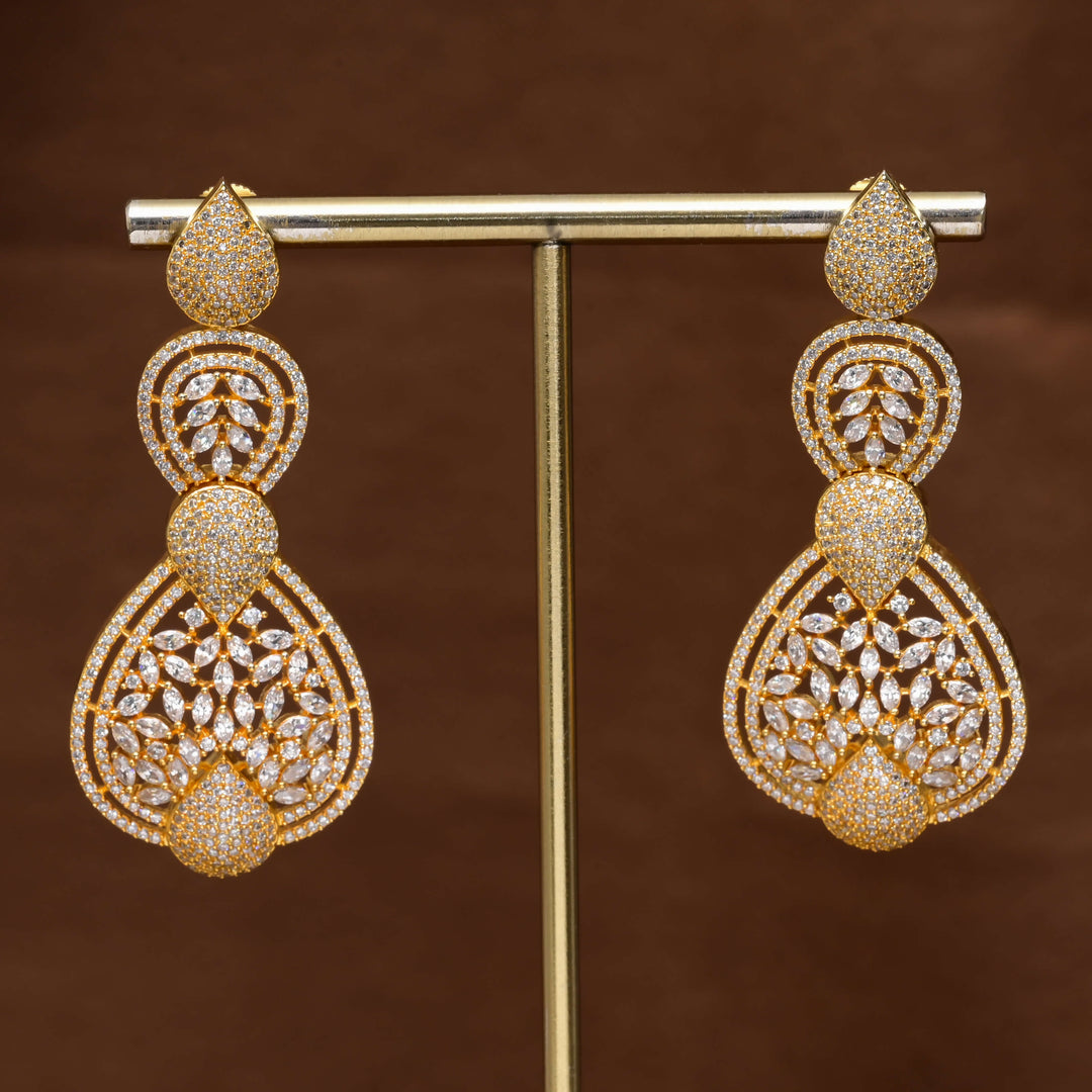 CZ Gold Finish Earrings
