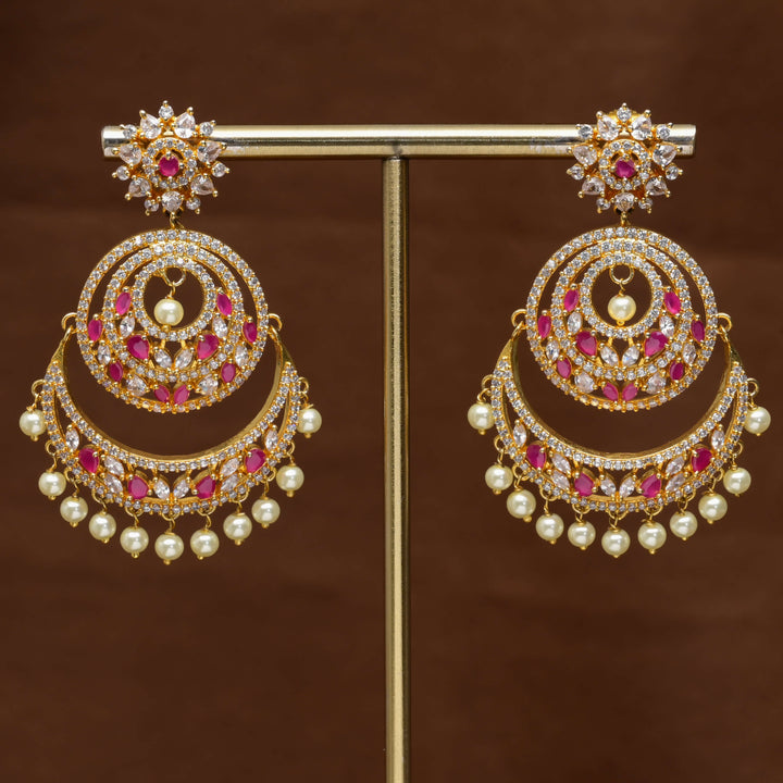 CZ Gold Finish Chandbali Earrings