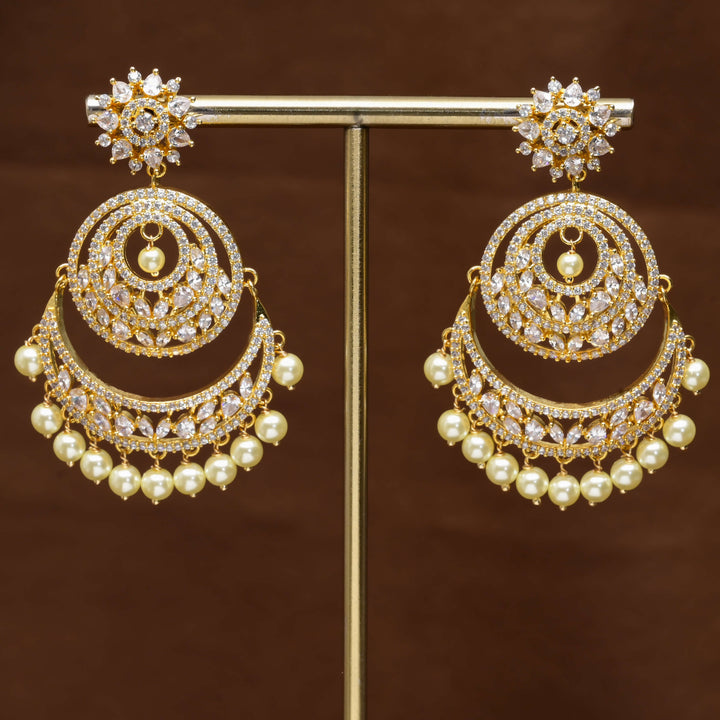 CZ Gold Finish Chandbali Earrings