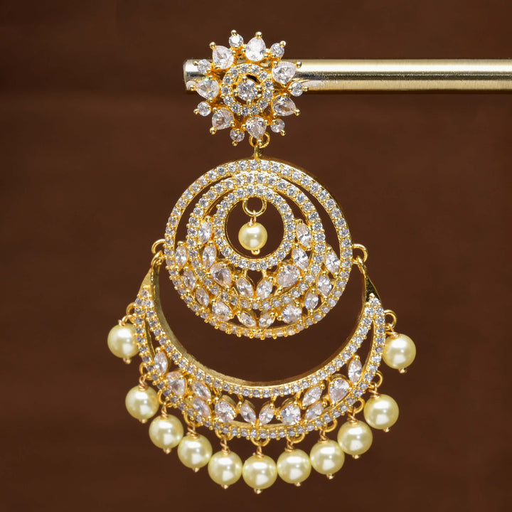 CZ Gold Finish Chandbali Earrings