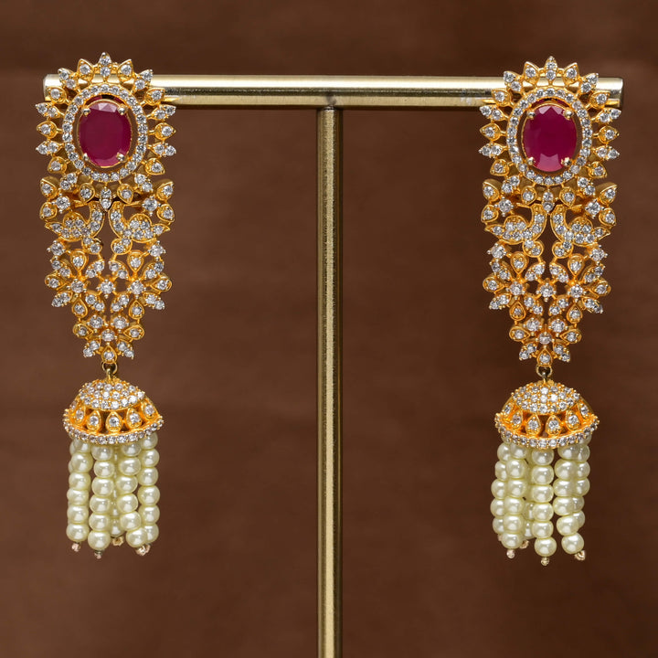 CZ Gold Finish Earrings