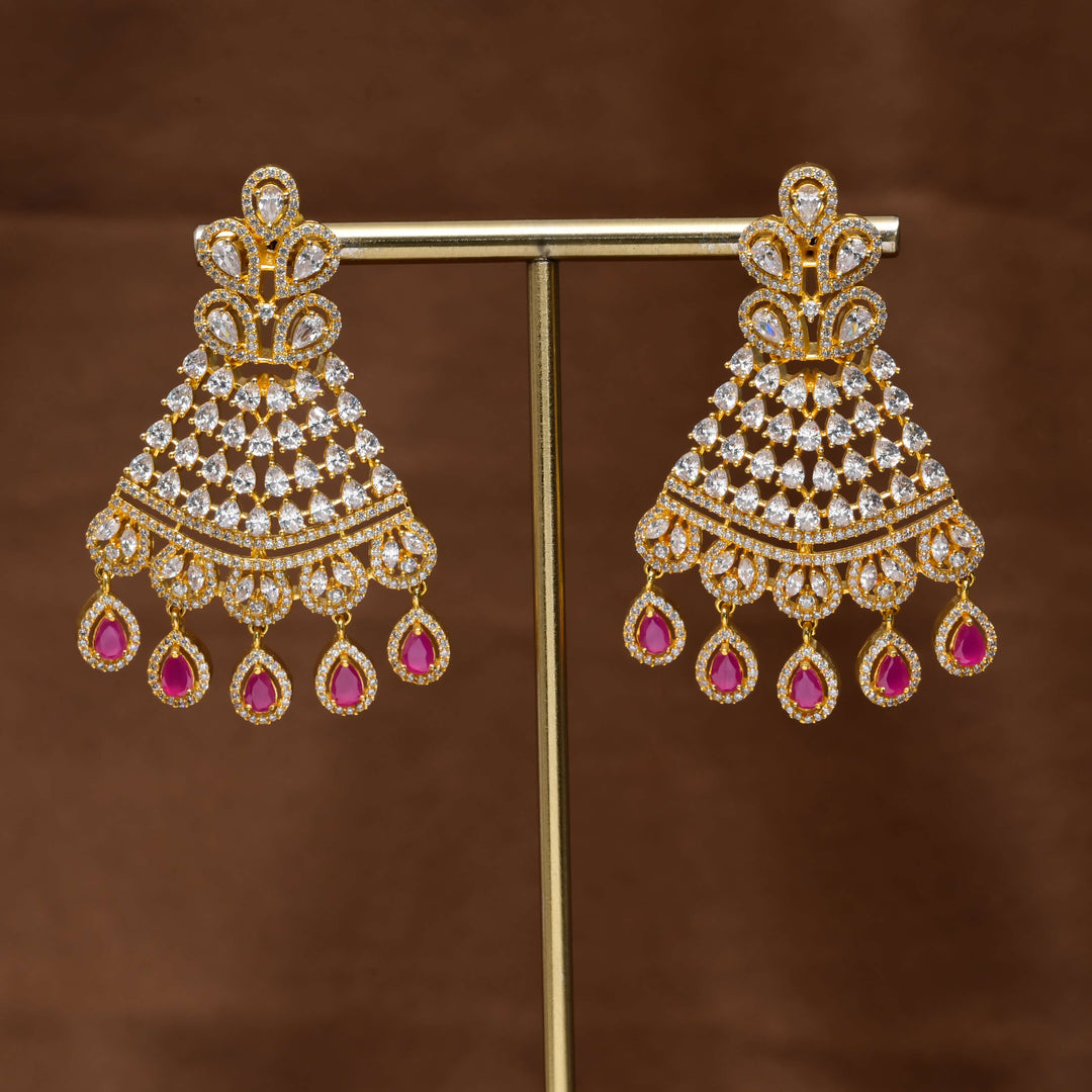 CZ Gold Finish Earrings