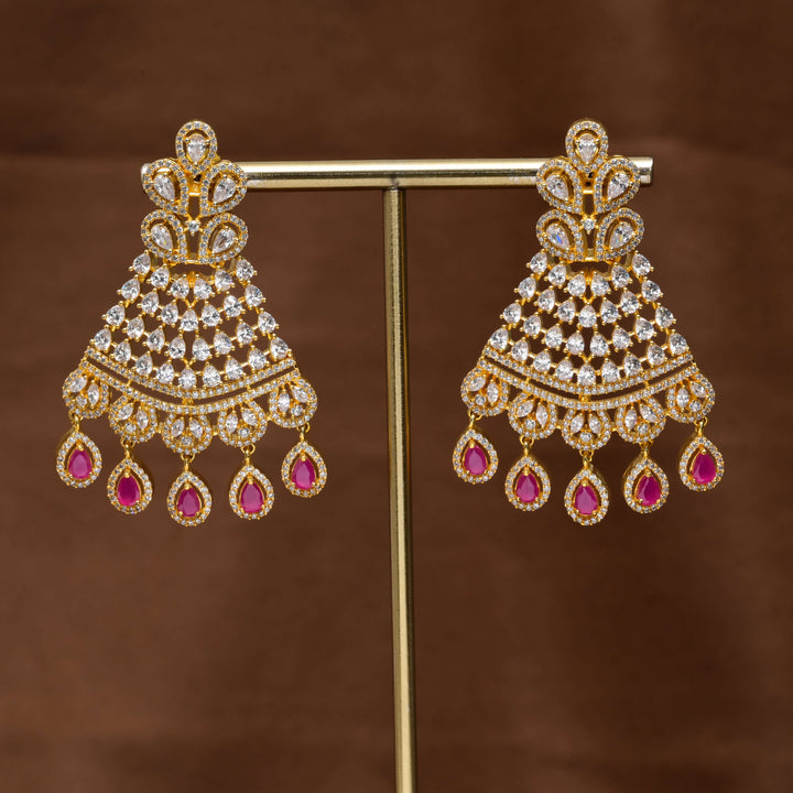 CZ Gold Finish Earrings