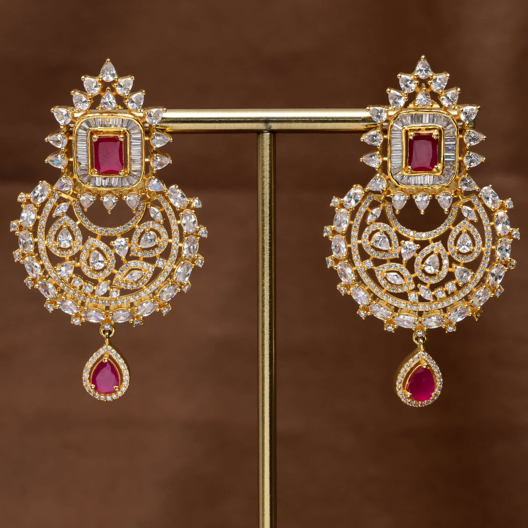 CZ Gold Finish Earrings