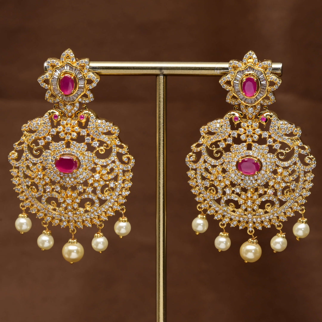 CZ Gold Finish Earrings