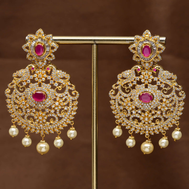 CZ Gold Finish Earrings