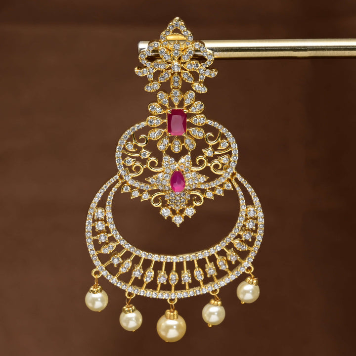 CZ Gold Finish Chandbali Earrings