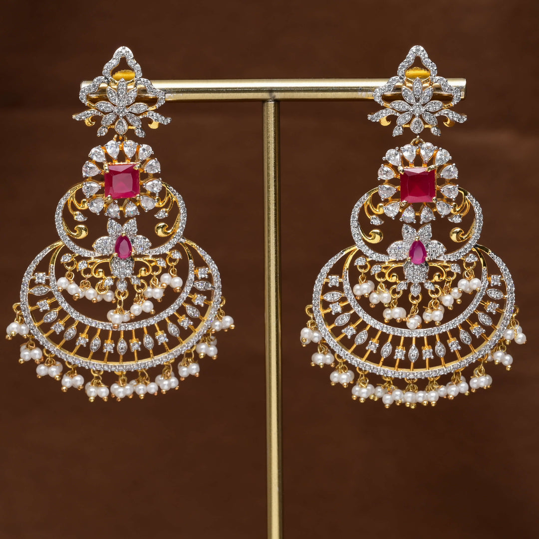 CZ Diamond Finish Chandbali Earrings
