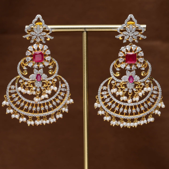 CZ Diamond Finish Chandbali Earrings