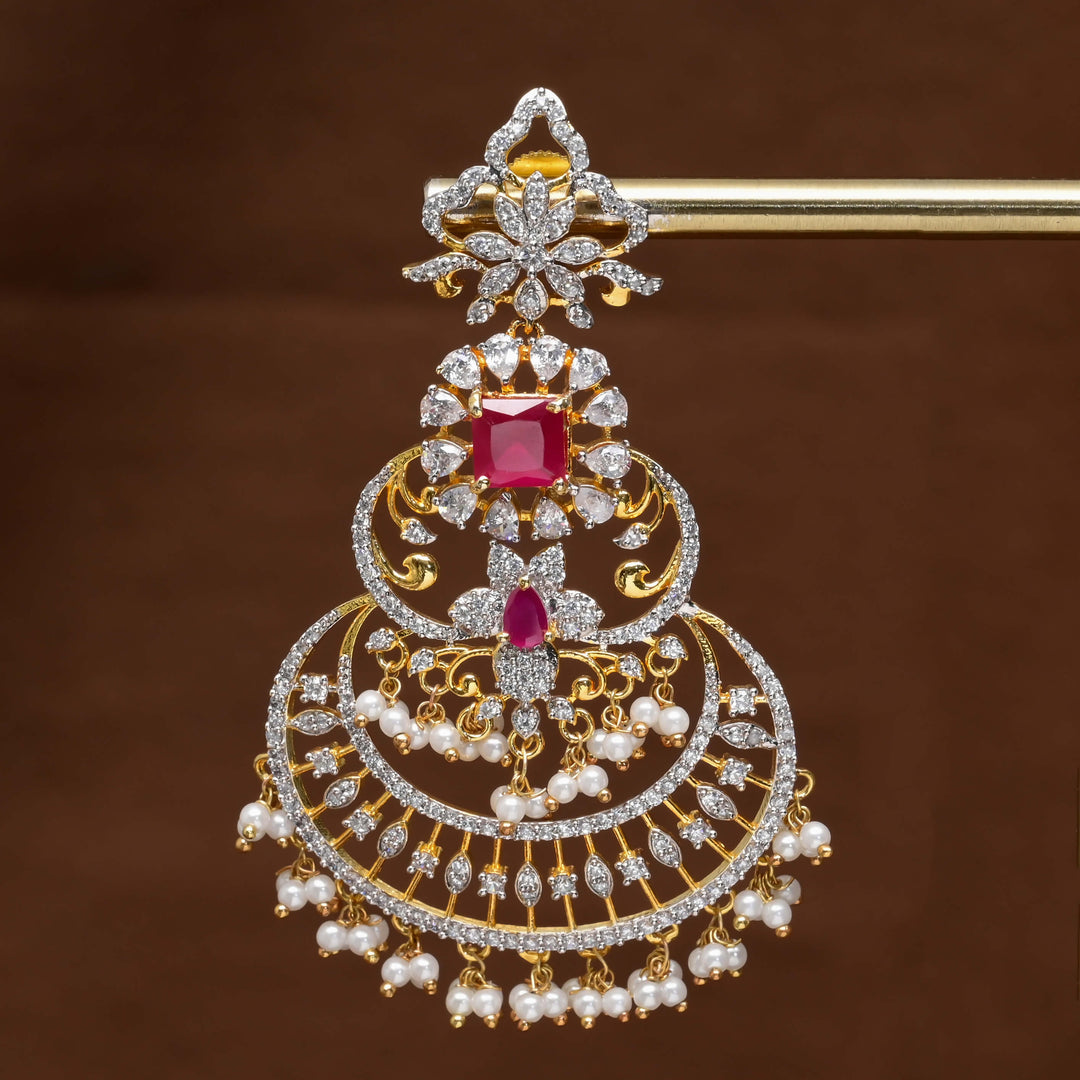 CZ Diamond Finish Chandbali Earrings