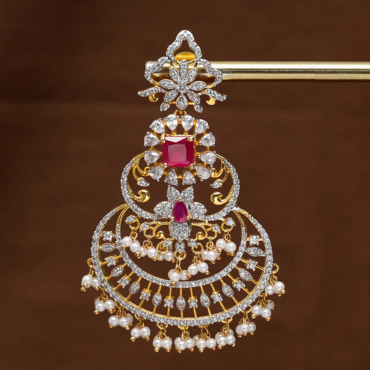 CZ Diamond Finish Chandbali Earrings