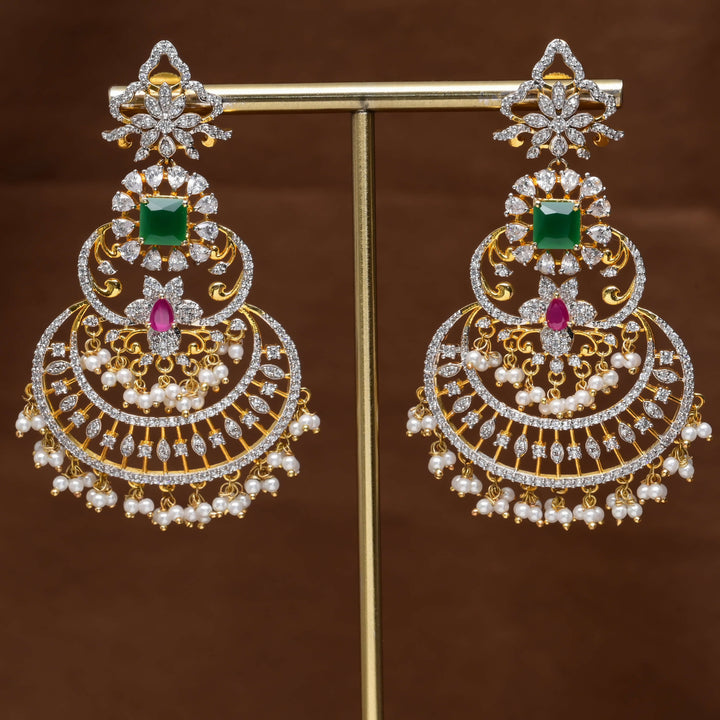 CZ Diamond Finish Chandbali Earrings