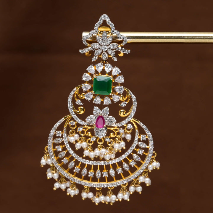 CZ Diamond Finish Chandbali Earrings