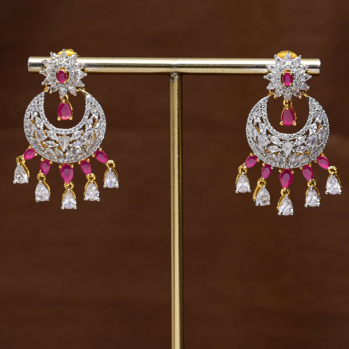 CZ Diamond Finish Chandbali Earrings