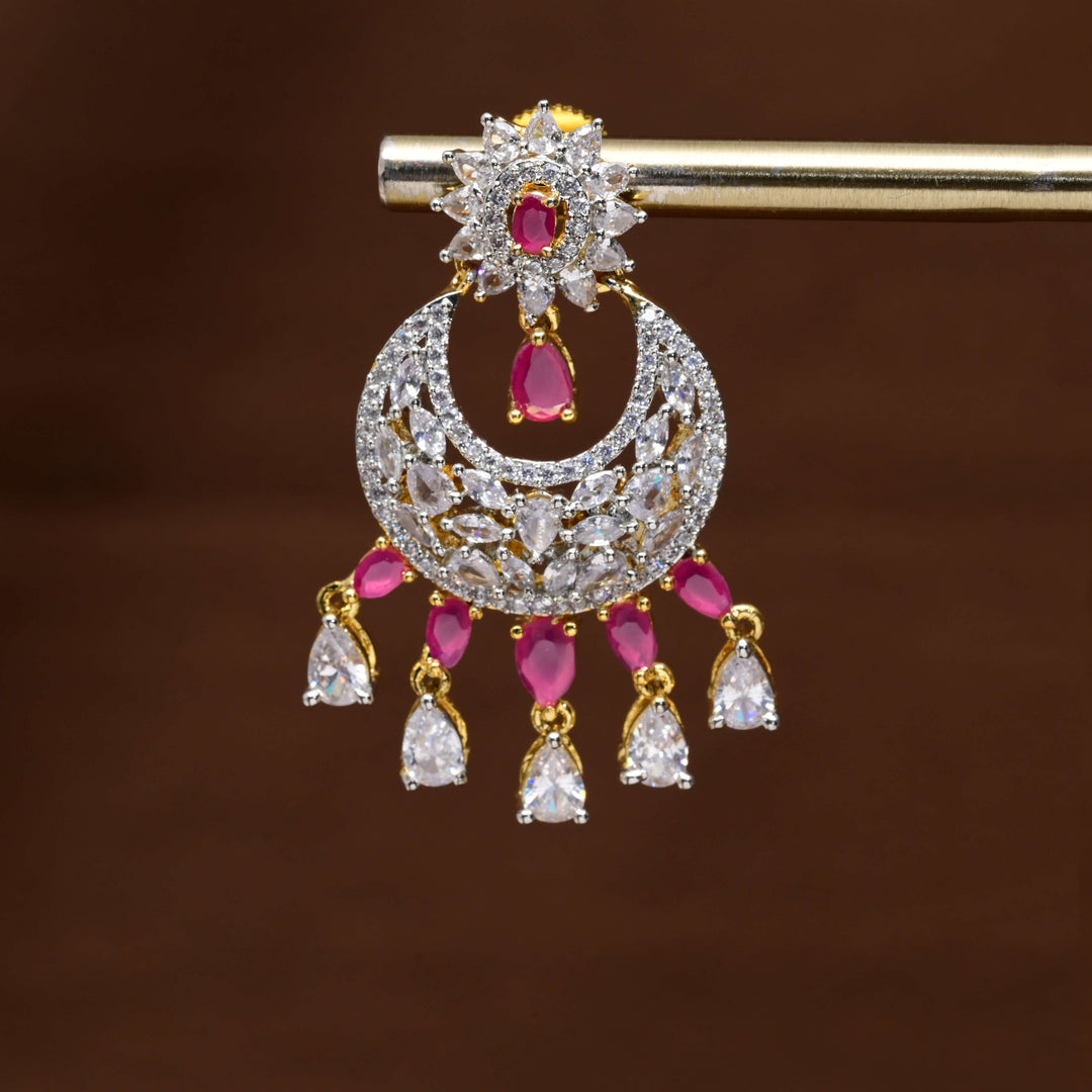 CZ Diamond Finish Chandbali Earrings