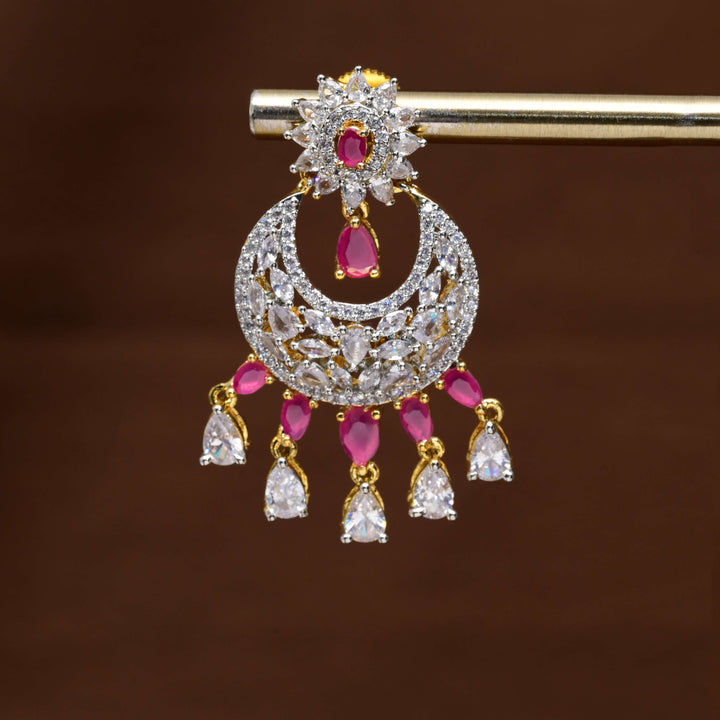 CZ Diamond Finish Chandbali Earrings