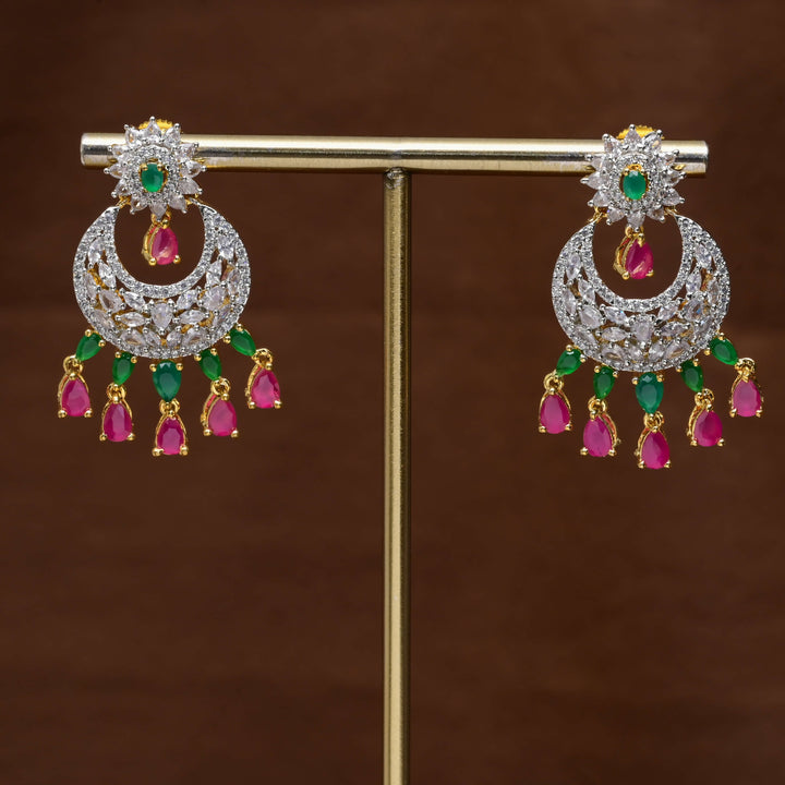 CZ Diamond Finish Chandbali Earrings