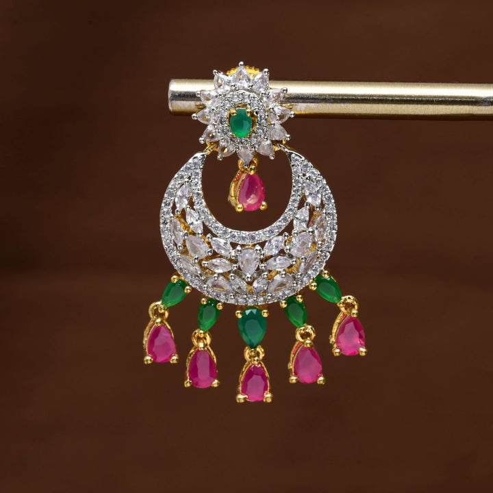 CZ Diamond Finish Chandbali Earrings