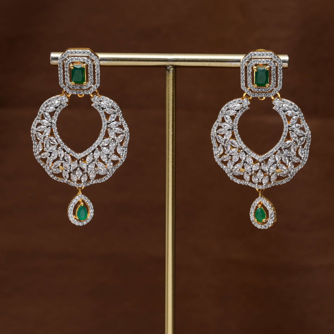 CZ Diamond Finish Chandbali Earrings