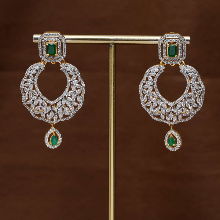 CZ Diamond Finish Chandbali Earrings