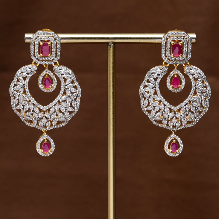 CZ Diamond Finish Chandbali Earrings
