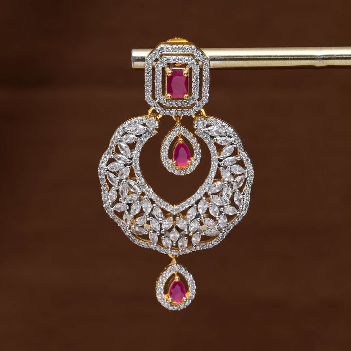 CZ Diamond Finish Chandbali Earrings